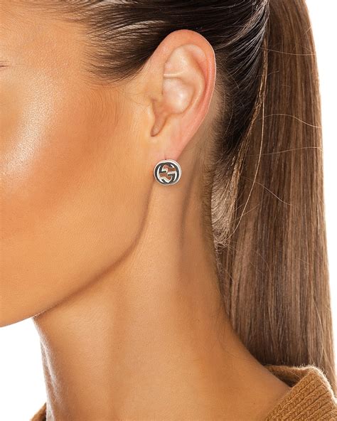 gucci earrings silver|interlocking g earrings in silver.